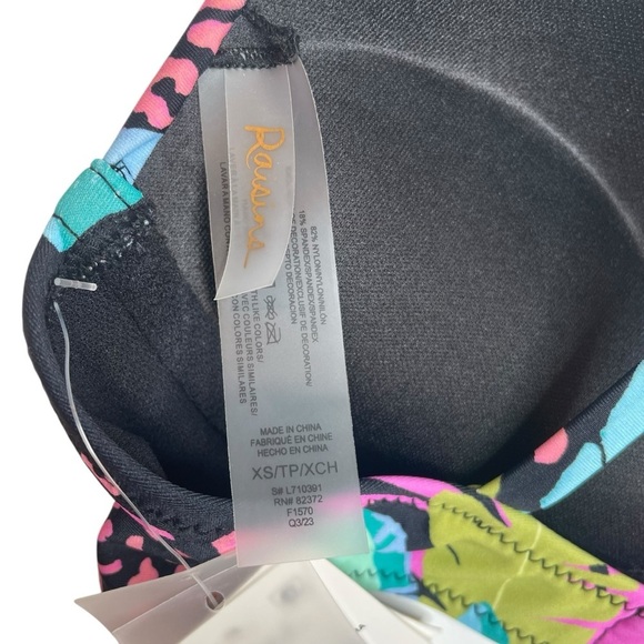 Raisins Moonshadow Printed Underwire Bikini Top Black Floral Animal Print XS New - Picture 7 of 7